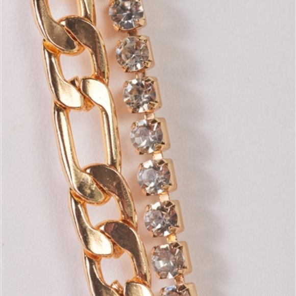 Link Chain & Rhinestone Box Necklace - Picture 2 of 2